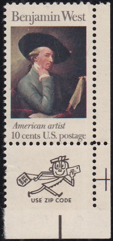 # 1553 (1975) Benjamin West - Mr. Zip, Sgl, LR, MNH