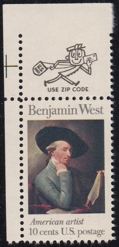 # 1553 (1975) Benjamin West - Mr. Zip, Sgl, UL, MNH