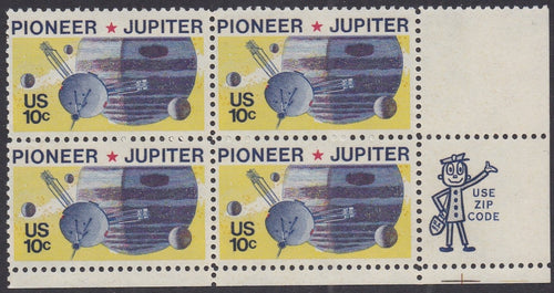 # 1556 (1975) Pioneer / Jupiter - Mr. Zip, BK/4, LR, MNH