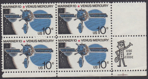 # 1557 (1975) Mariner / Venus & Mercury - Mr. Zip, BK/4, LR, MNH