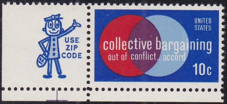 # 1558 (1975) Unions - Mr. Zip, Sgl, LL, MNH