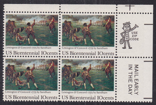 # 1563 (1975) Lexington/Concord - Mr. Zip, BK/4, UR, MNH
