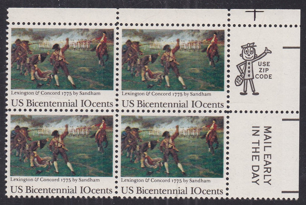 # 1563 (1975) Lexington/Concord - Mr. Zip, BK/4, UR, MNH
