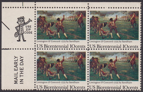 # 1563 (1975) Lexington/Concord - Mr. Zip, BK/4, UL, MNH