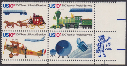 # 1572-75 (1975) USPS Bicentennial - Mr. Zip, BK/4, LR, MNH