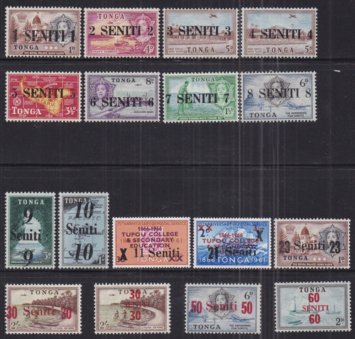Tonga # 158 - 174 (1967) New Currency - Sgls, Set/17, MNH, MLH