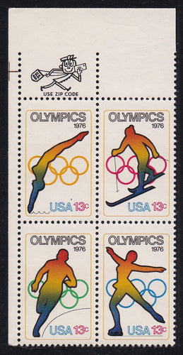 # 1695-98 (1976) Olympics - Mr. Zip, BK/4, UL, MNH
