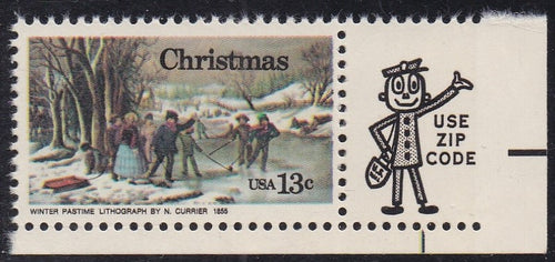 # 1702 (1976) Winter Pastime, OA tag - Mr. Zip, Sgl, LR, MNH