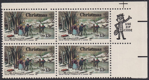# 1702 (1976) Winter Pastime, OA tag - Mr. Zip, BK/4, UR, MNH