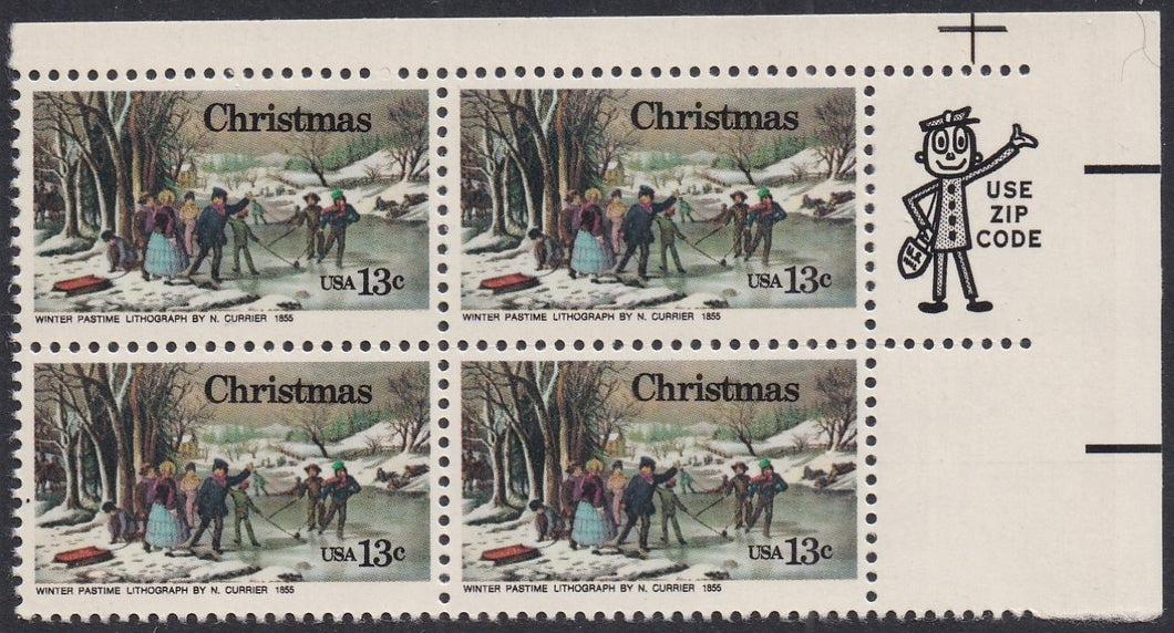 # 1702 (1976) Winter Pastime, OA tag - Mr. Zip, BK/4, UR, MNH