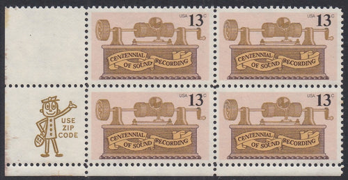 # 1705 (1977) Phonograph - Mr. Zip, BK/4, LL, MNH