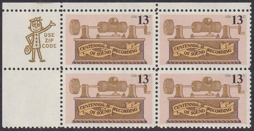 # 1705 (1977) Phonograph - Mr. Zip, BK/4, UL, MNH