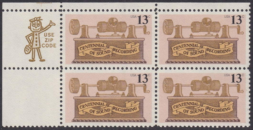 # 1705 (1977) Phonograph - Mr. Zip, BK/4, UL, MNH