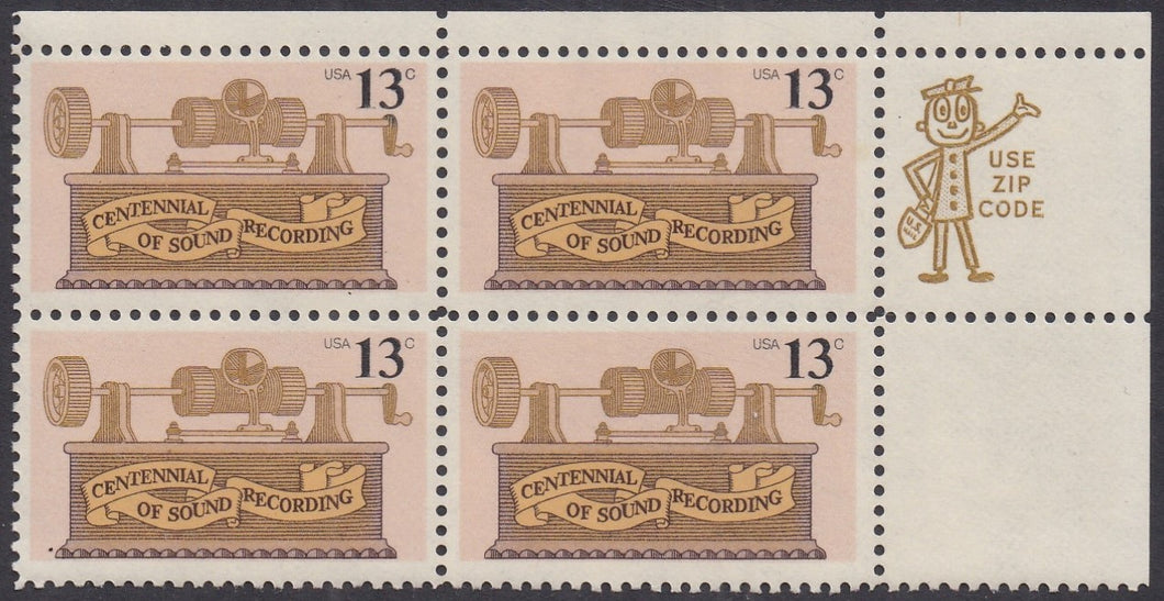 # 1705 (1977) Phonograph - Mr. Zip, BK/4, UR, MNH