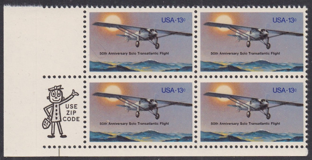 # 1710 (1977) Lindbergh Flight - Mr. Zip, BK/4, LL, MNH