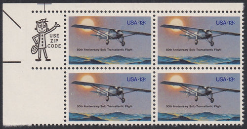 # 1710 (1977) Lindbergh Flight - Mr. Zip, BK/4, UL, MNH
