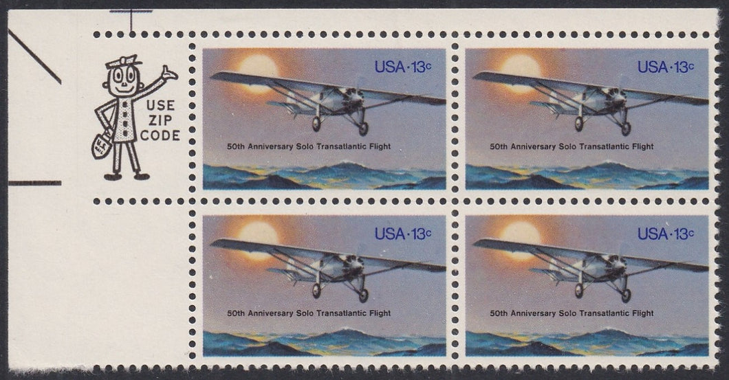 # 1710 (1977) Lindbergh Flight - Mr. Zip, BK/4, UL, MNH