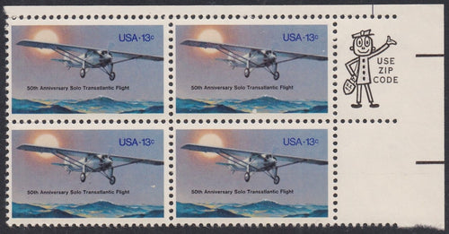 # 1710 (1977) Lindbergh Flight - Mr. Zip, BK/4, UR, MNH