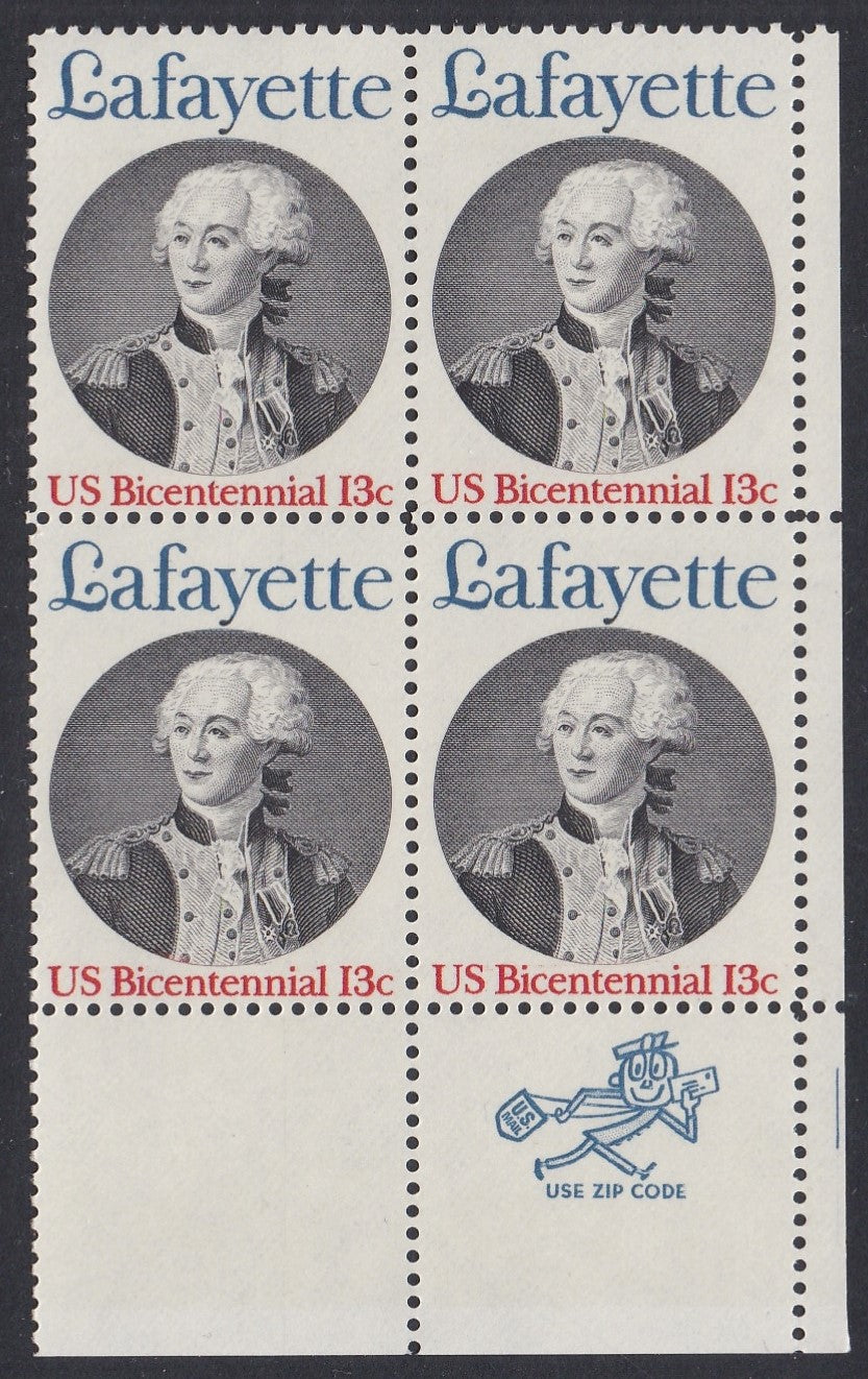 # 1716 (1977) Lafayette - Mr. Zip, BK/4, LR, MNH