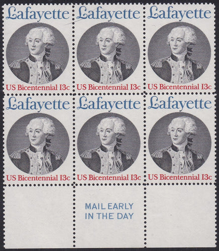 # 1716 (1977) Lafayette - Mail Early, BK/6, B, MNH