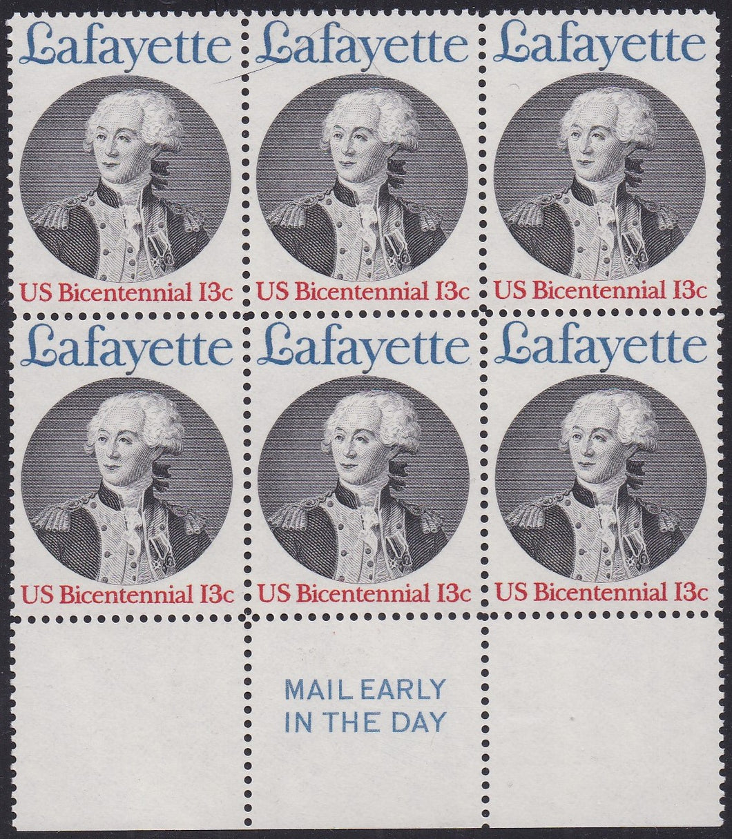 # 1716 (1977) Lafayette - Mail Early, BK/6, B, MNH