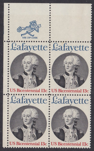# 1716 (1977) Lafayette - Mr. Zip, BK/4, UL, MNH