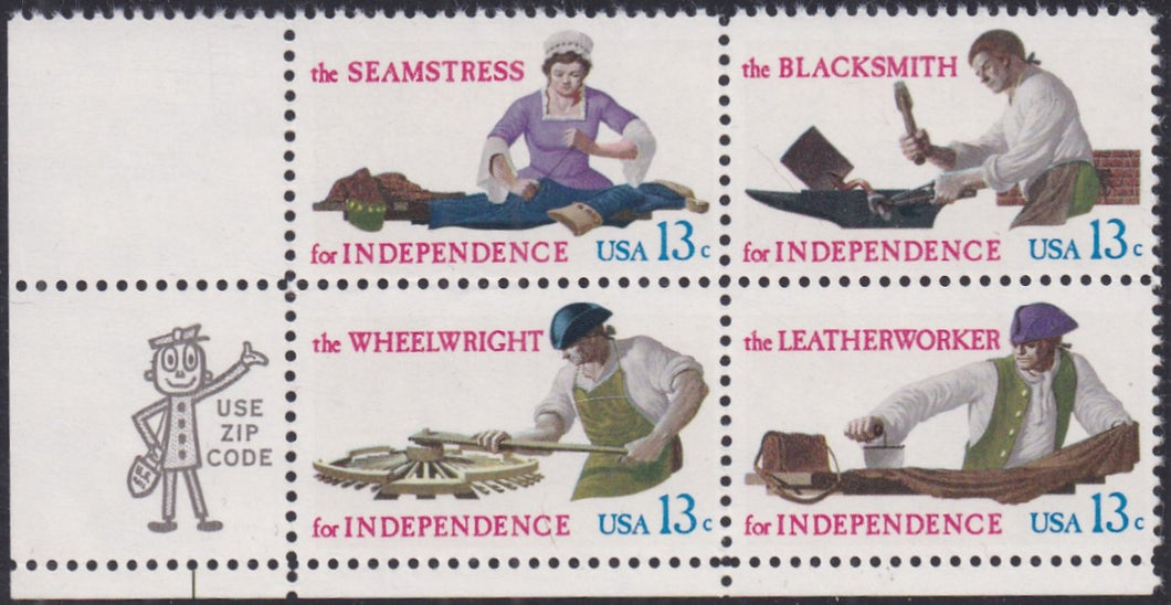 # 1717-20 (1977) Skilled Hands - Mr. Zip, BK/4, LL, MNH