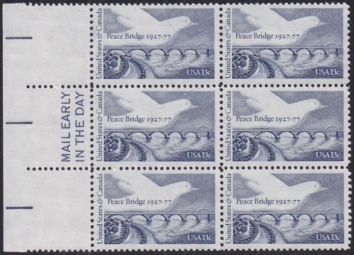 # 1721 (1977) Peace Bridge / Dove - Mail Early, BK/6, L, MNH