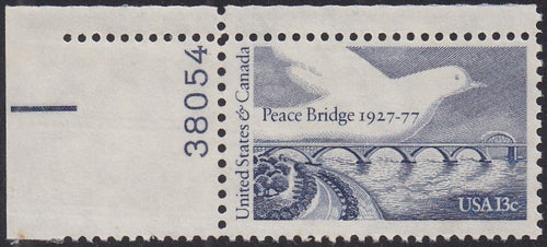 # 1721 (1977) Peace Bridge / Dove - Plt sgl, UL #38054, MNH