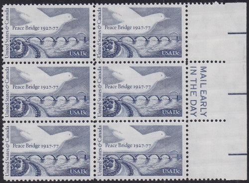# 1721 (1977) Peace Bridge / Dove - Mail Early, BK/6, R, MNH