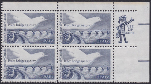 # 1721 (1977) Peace Bridge / Dove - Mr. Zip, BK/4, UR, MNH