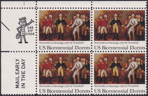 # 1728 (1977) Surrender at Saratoga - Mr. Zip, BK/4, UL, MNH