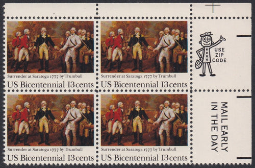 # 1728 (1977) Surrender at Saratoga - Mr. Zip, BK/4, UR, MNH