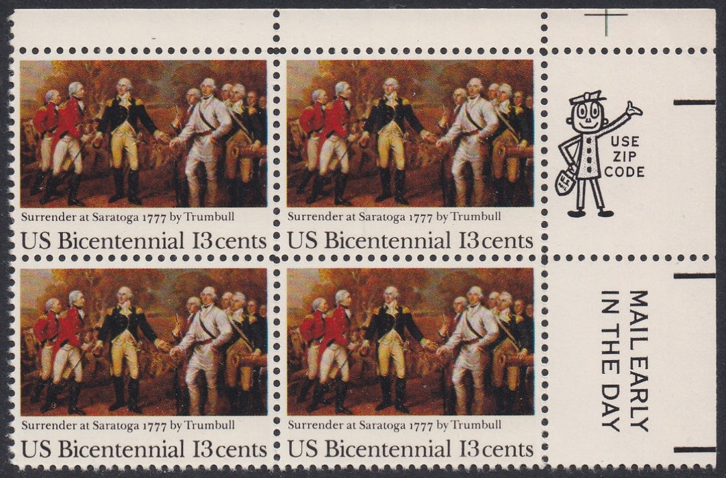 # 1728 (1977) Surrender at Saratoga - Mr. Zip, BK/4, UR, MNH