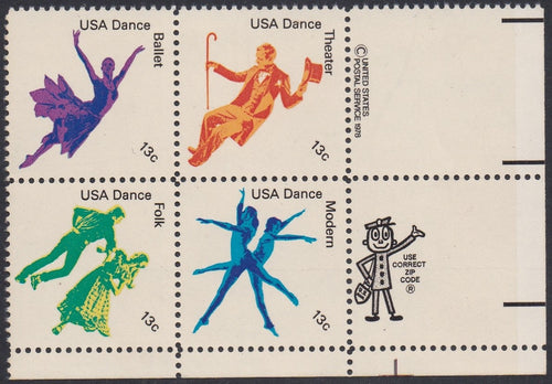 # 1749-52 (1978) Dance - Mr. Zip, BK/4, LR, MNH