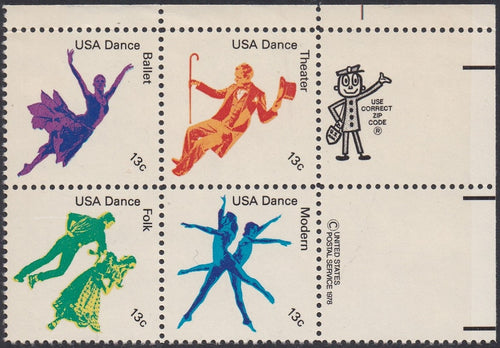 # 1749-52 (1978) Dance - Mr. Zip, BK/4, UR, MNH