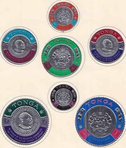 Tonga # 175 - 181 (1967) Foil Coins - Sgls, Set/7, MLH