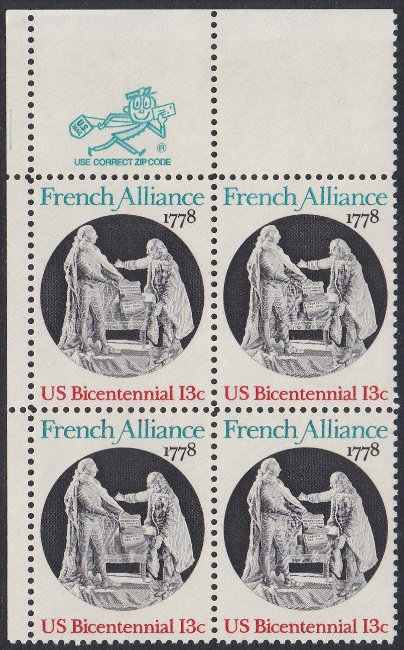 # 1753 (1978) French Alliance - Mr. Zip, Bk/4, UL, MNH