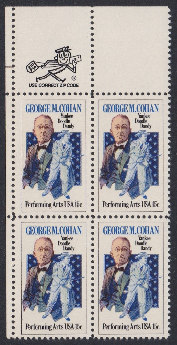 # 1756 (1978) Cohan - Mr. Zip, BK/4, UL, XF MNH