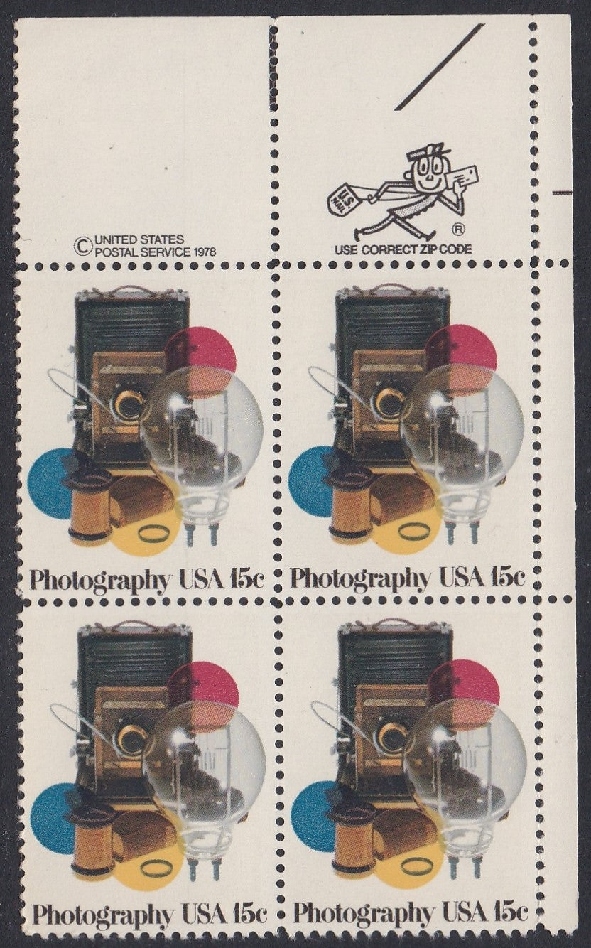 # 1758 (1978) Photography - Mr. Zip, BK/4, UR, MNH