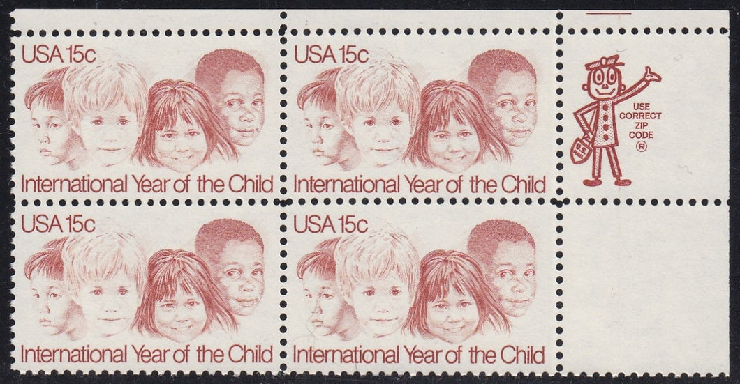 # 1772 (1979) Year of the Child - Mr. Zip, BK/4, UR, MNH