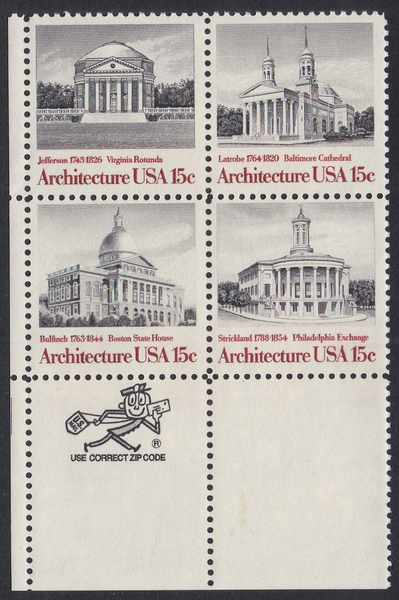 # 1779-82 (1979) Architecture - Mr. Zip, BK/4, LL, MNH