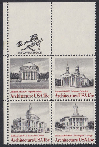 # 1779-82 (1979) Architecture - Mr. Zip, BK/4, UL, MNH