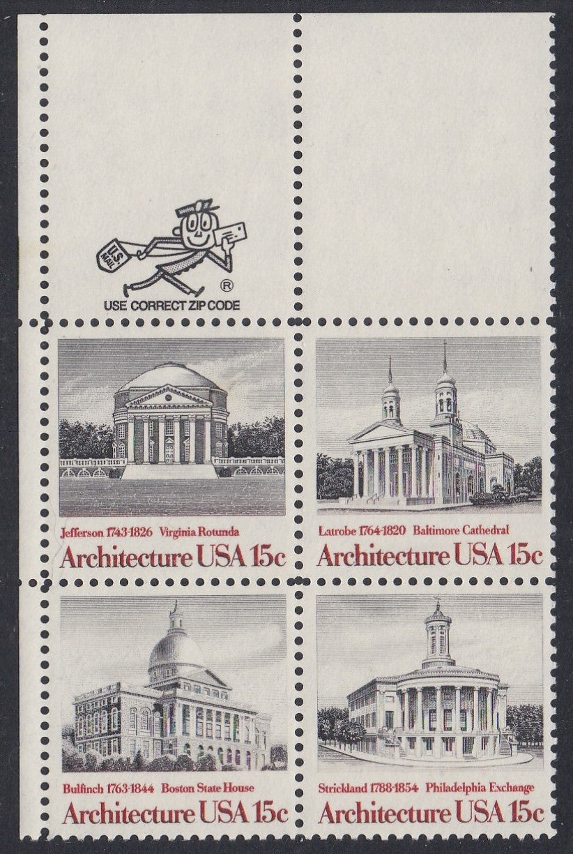 # 1779-82 (1979) Architecture - Mr. Zip, BK/4, UL, MNH