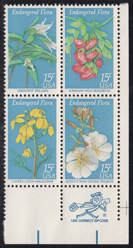 # 1783-86 (1979) Flowers - Mr. Zip, BK/4, LR, MNH