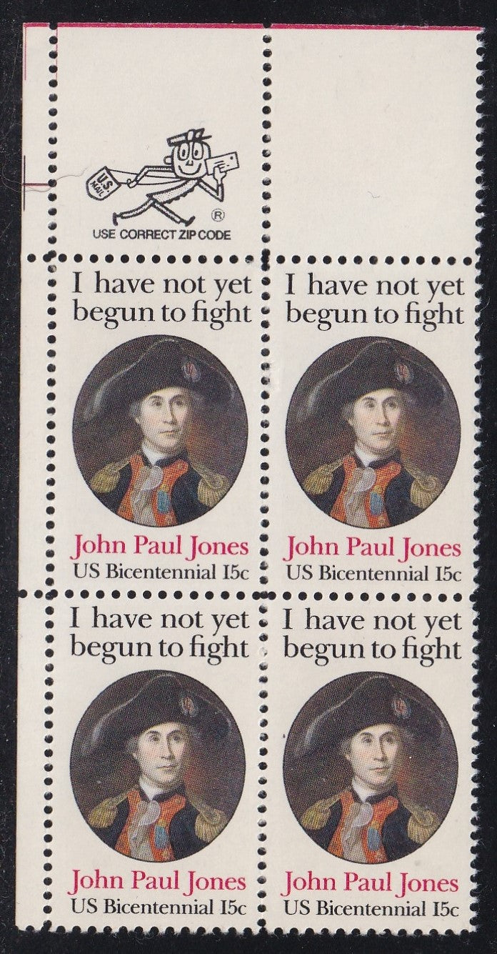 # 1789 (1979) J P Jones, 11x12 - Mr. Zip, BK/4, UL, MNH