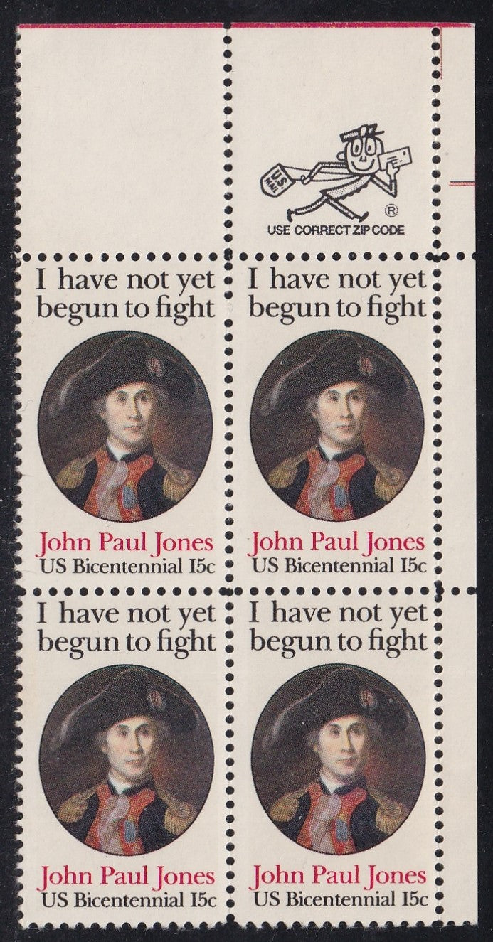 # 1789 (1979) J P Jones, 11x12 - Mr. Zip, BK/4, UR, MNH