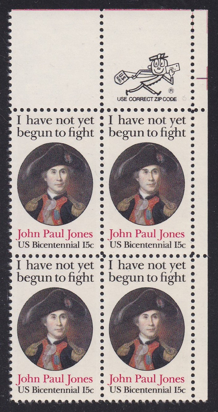 # 1789A (1979) J P Jones, 11x11 - Mr. Zip, BK/4, UR, MNH