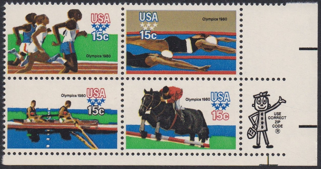 # 1791-94 (1979) Olympics - Mr. Zip, BK/4, LR, MNH