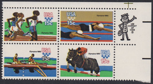 # 1791-94 (1979) Olympics - Mr. Zip, BK/4, UR, MNH